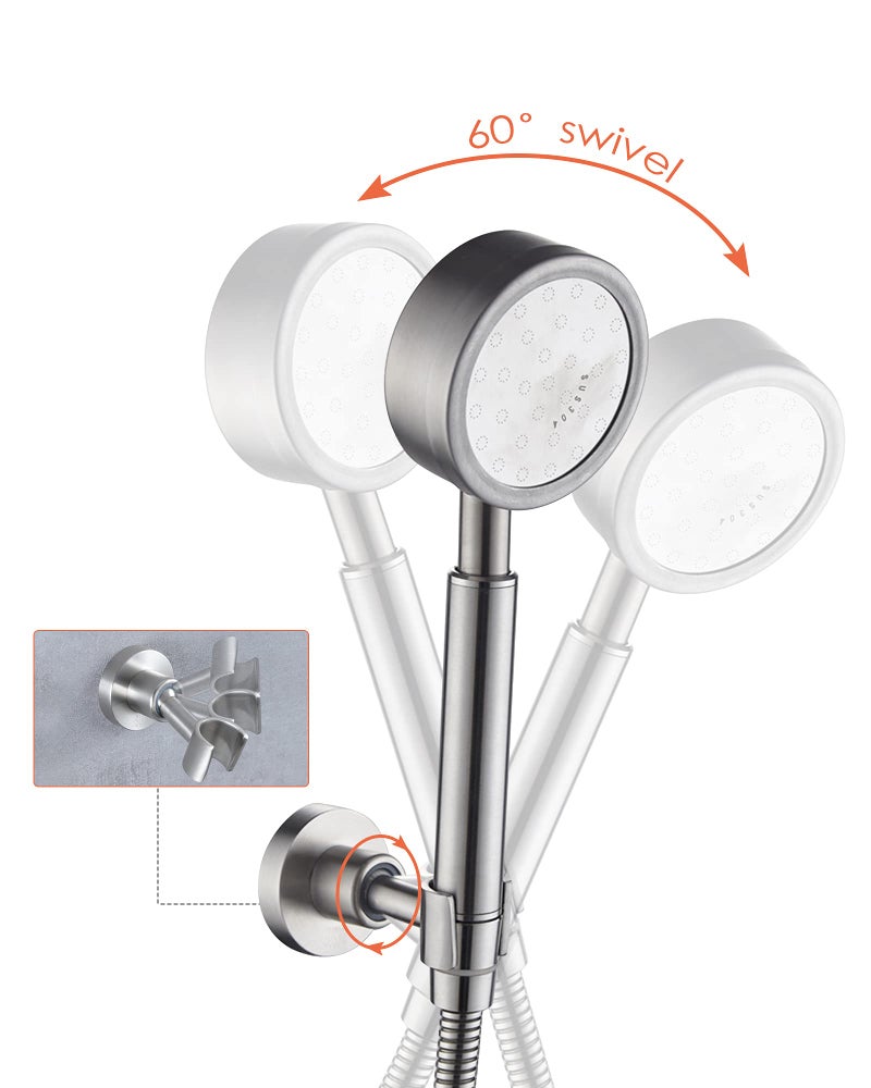 PHASAT Handheld Shower Head Holder Adjustable 304 Stainless Steel Handheld Shower Head Bracket Holder Wall Mount,Shower Wand Holder Brushed Nickel,A13021N - Image 2